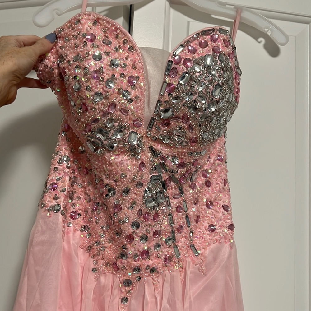 Pink rhinestone formal dress. Never worn. Size small